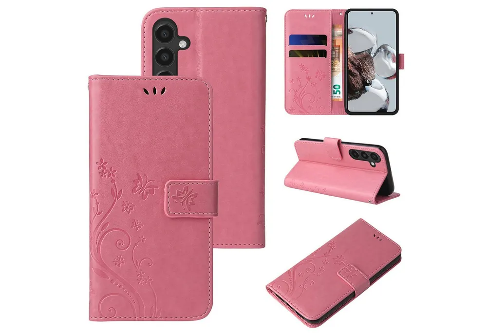 Tec-Expert Handyhülle Cover Tasche Hülle für Samsung Galaxy A16 / A16 5G 6.7 Zoll, 6.7, Klapphülle Case mit Kartenfach Fliphülle aufstellbar, Motiv Blumen