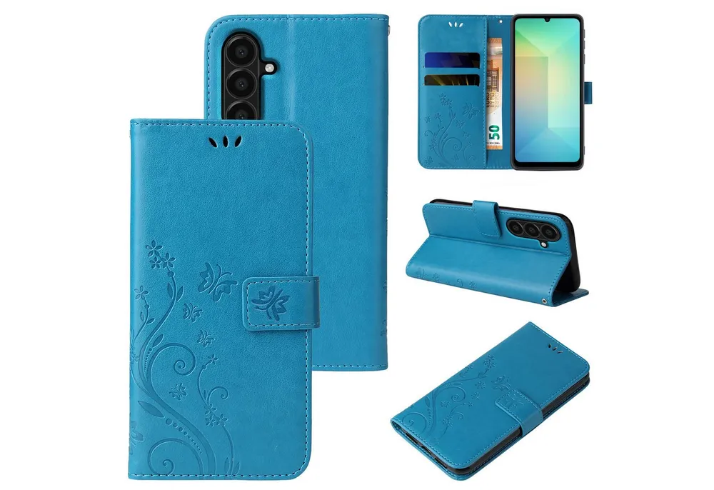 Tec-Expert Handyhülle Cover Tasche Hülle für Samsung Galaxy A17 / A17 5G 6.7 Zoll, 6.7", Klapphülle Case mit Kartenfach Fliphülle aufstellbar, Motiv Blumen