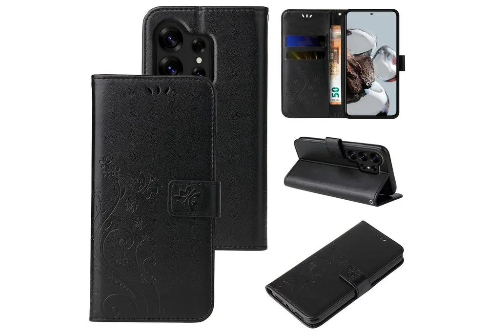 Tec-Expert Handyhülle Cover Tasche Hülle für Samsung Galaxy S26 Ultra, Klapphülle Case mit Kartenfach Fliphülle aufstellbar, Motiv Blumen