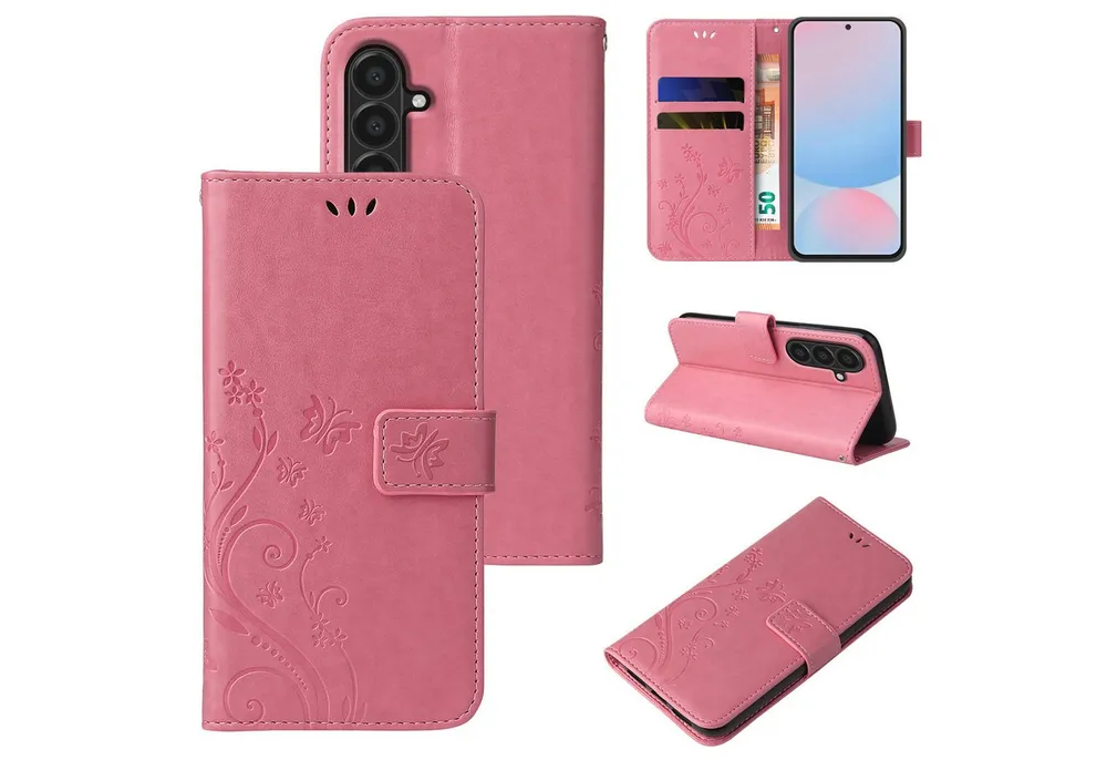Tec-Expert Handyhülle Cover Tasche Hülle für Samsung Galaxy A56 5G 6.7 Zoll, 6.7, Klapphülle Case mit Kartenfach Fliphülle aufstellbar, Motiv Blumen