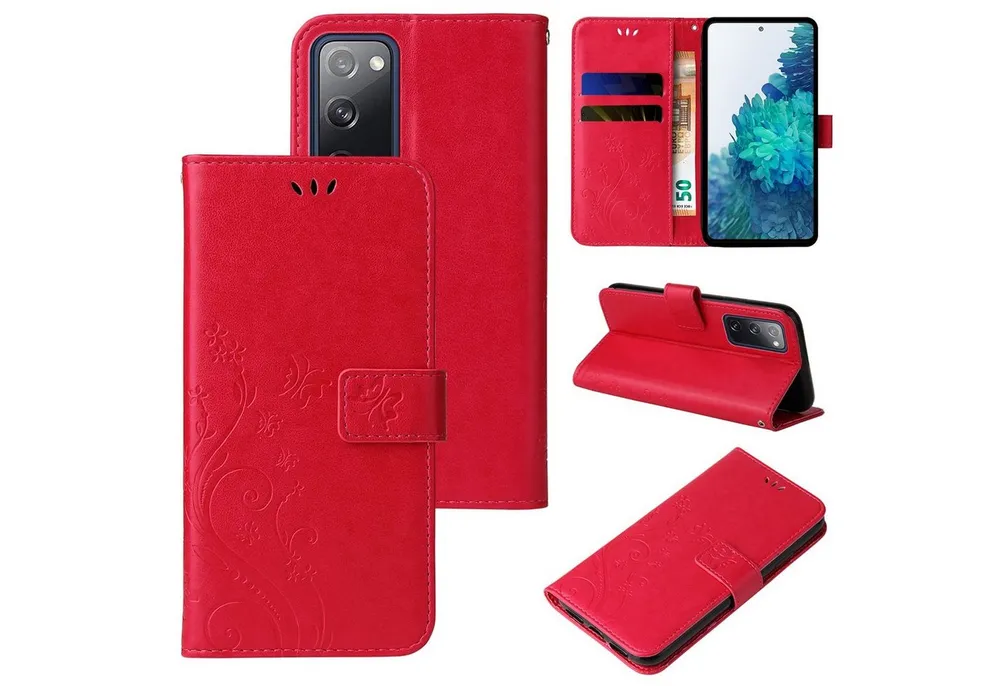 Tec-Expert Handyhülle Cover Tasche Hülle für Samsung Galaxy S20 FE 6,5 Zoll, Klapphülle Case mit Kartenfach Fliphülle aufstellbar, Motiv Blumen