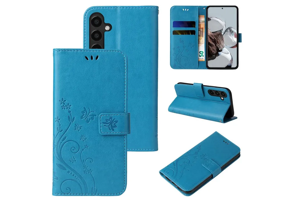 Tec-Expert Handyhülle Cover Tasche Hülle für Samsung Galaxy A16 / A16 5G 6.7 Zoll, 6.7, Klapphülle Case mit Kartenfach Fliphülle aufstellbar, Motiv Blumen