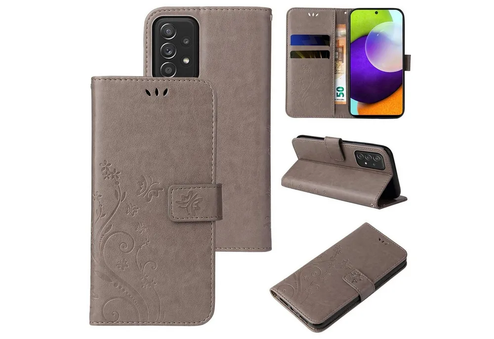 Tec-Expert Handyhülle Cover Tasche Hülle für Samsung Galaxy A52, A52 5G, A52s 5G 6,5 Zoll, Klapphülle Case mit Kartenfach Fliphülle aufstellbar, Motiv Blumen