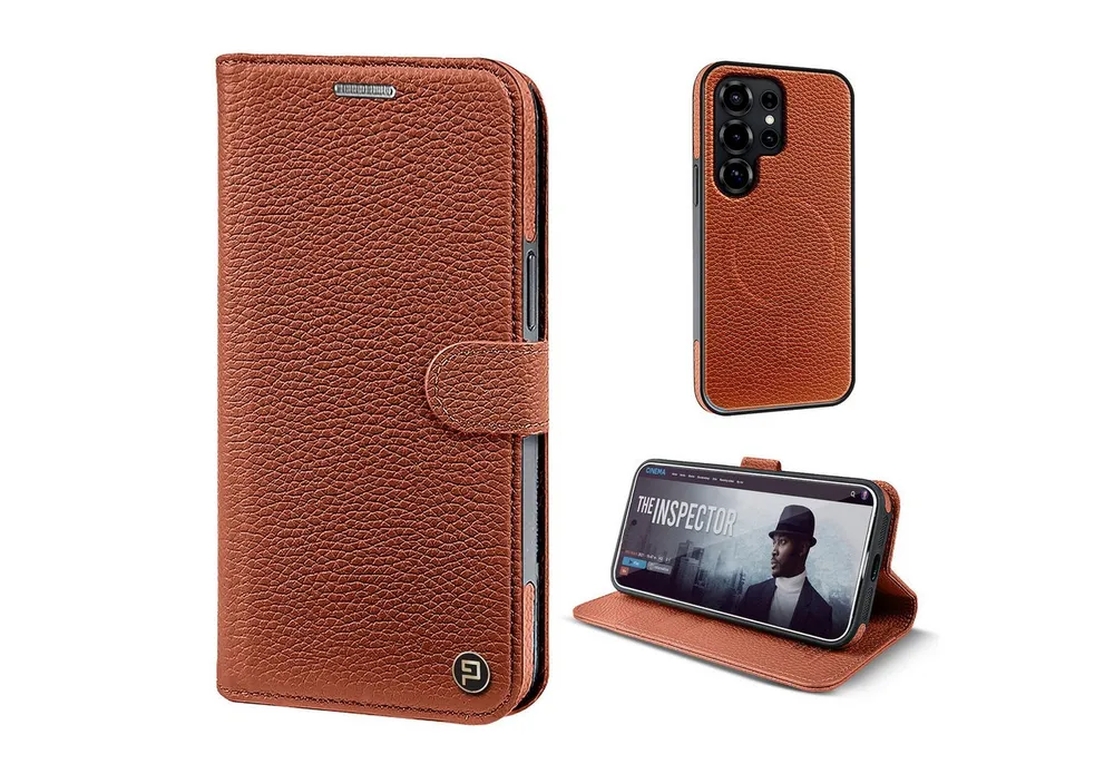 Tec-Expert Handyhülle Echtleder Hülle kompatibel mit MagSafe für Samsung Galaxy S25 Ultra 6.8 Zoll, 6.8", Cover Klapphülle Case mit Kartenfach RFID Schutz abnehmbarer Bumper