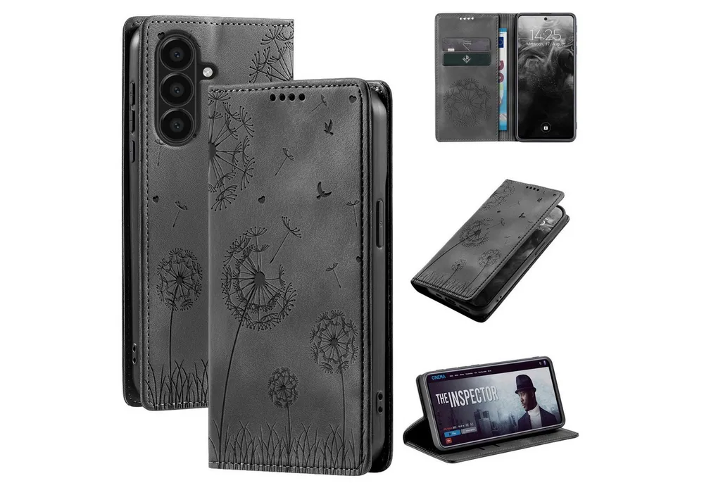 Tec-Expert Handyhülle Handy Hülle Klapphülle für Samsung Galaxy A57 5G 6.7 Zoll, 6.7, Blumen Pusteblume Case Cover mit Kartenfächern und RFID Schutz