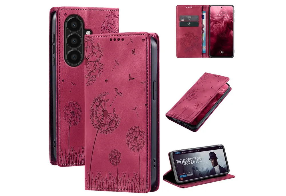 Tec-Expert Handyhülle Handy Hülle Klapphülle für Samsung Galaxy A57 5G 6.7 Zoll, 6.7, Blumen Pusteblume Case Cover mit Kartenfächern und RFID Schutz