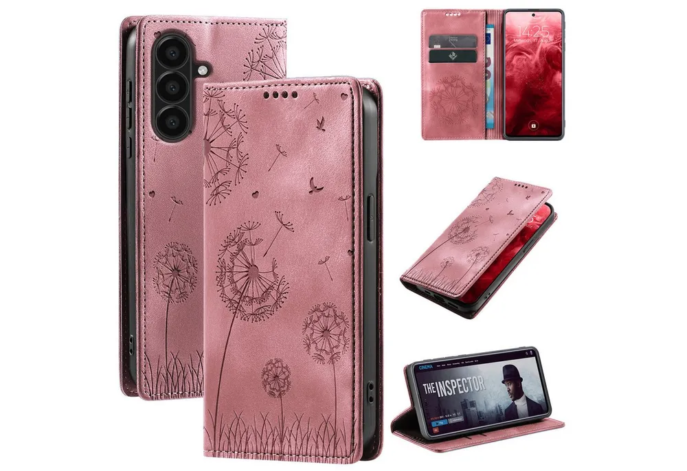 Tec-Expert Handyhülle Handy Hülle Klapphülle für Samsung Galaxy A17 / A17 5G 6.7 Zoll, 6.7", Blumen Pusteblume Case Cover mit Kartenfächern und RFID Schutz