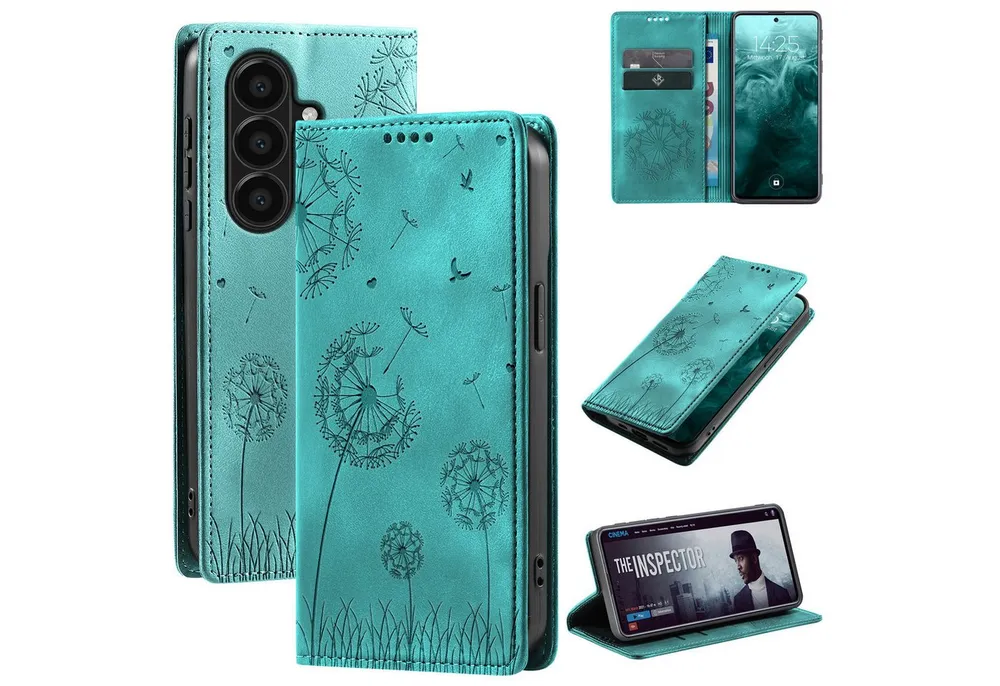 Tec-Expert Handyhülle Handy Hülle Klapphülle für Samsung Galaxy A57 5G 6.7 Zoll, 6.7, Blumen Pusteblume Case Cover mit Kartenfächern und RFID Schutz