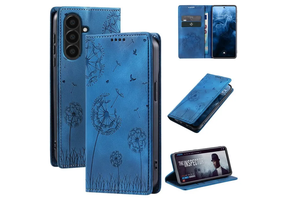 Tec-Expert Handyhülle Handy Hülle Klapphülle für Samsung Galaxy A56 5G 6.7 Zoll, 6.7", Blumen Pusteblume Case Cover mit Kartenfächern und RFID Schutz