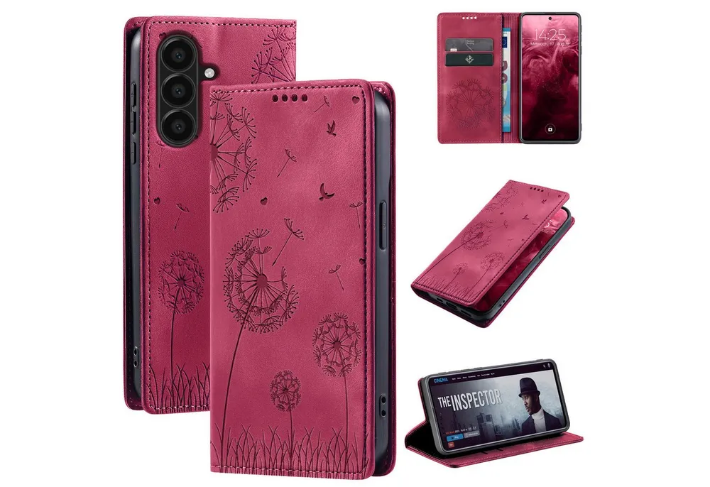 Tec-Expert Handyhülle Handy Hülle Klapphülle für Samsung Galaxy A56 5G 6.7 Zoll, 6.7", Blumen Pusteblume Case Cover mit Kartenfächern und RFID Schutz