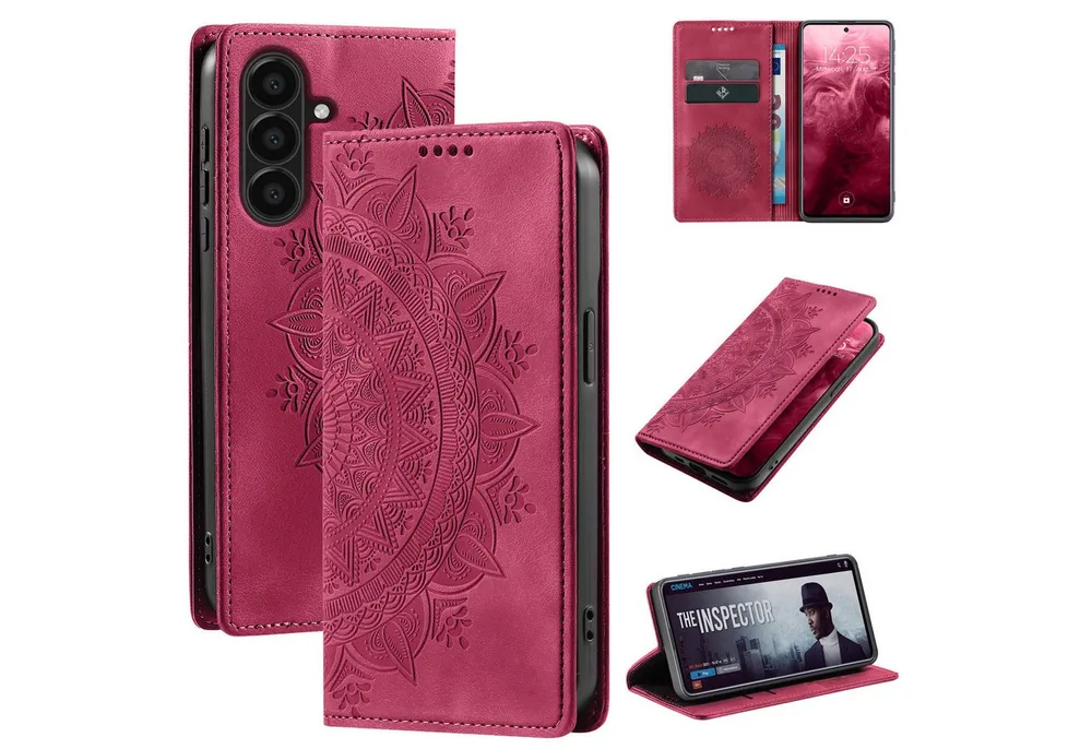 Tec-Expert Handyhülle Mandala Hülle Cover für Samsung Galaxy A56 5G 6.7 Zoll, 6.7", Klapphülle Case Tasche mit Kartenfächern und RFID Schutz
