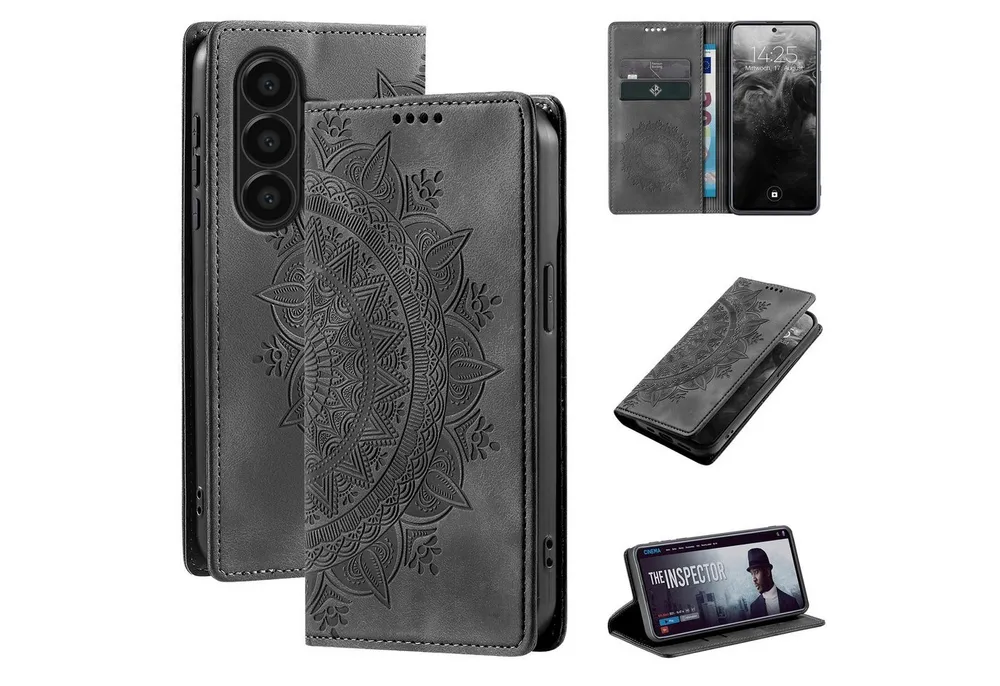 Tec-Expert Handyhülle Mandala Hülle Cover für Samsung Galaxy A57 5G 6.7 Zoll, 6.7, Klapphülle Case Tasche mit Kartenfächern und RFID Schutz