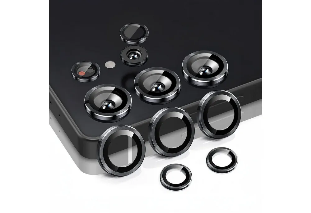 Tec-Expert Kameraschutzglas 9H Kameraglas Set in Schwarz für Samsung Galaxy S25 Ultra für Samsung Galaxy S25 Ultra, Linsenschutzglas Set, 1 Stück, Kameraschutz, Schutzglas, Linsenschutz, kratz- & stoßfest