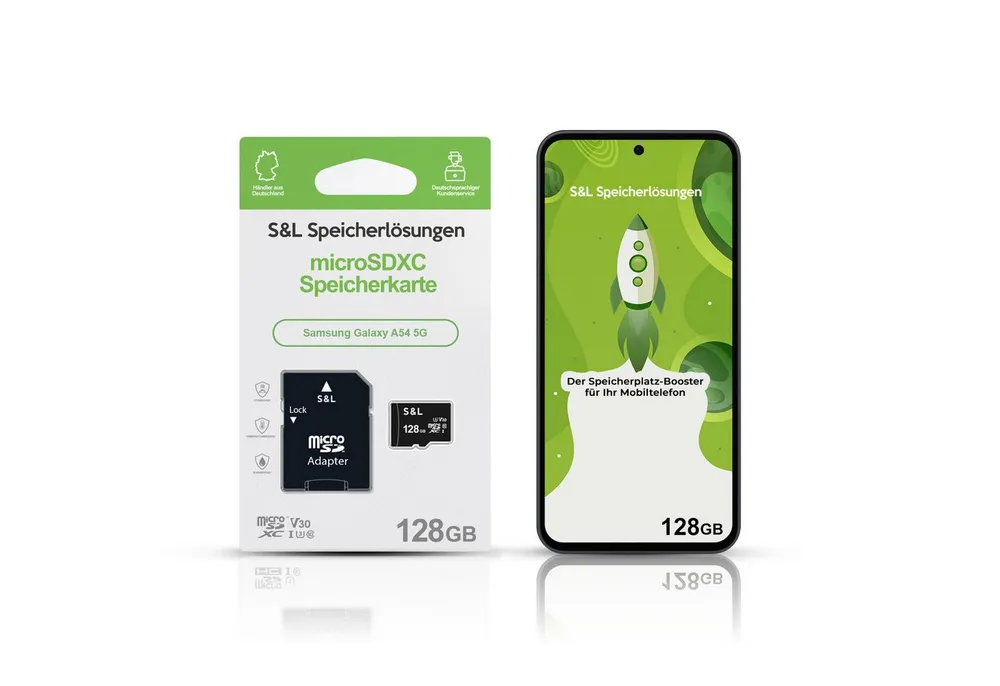 Tec-Expert microSD Karte S&L für Samsung Galaxy A54 5G Speicherkarte (128 GB, Class 10, microSDXC)
