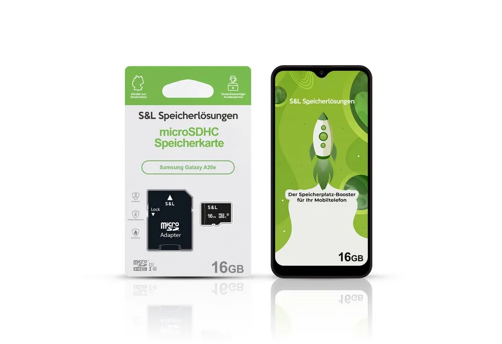 Tec-Expert microSD Karte S&L für Samsung Galaxy A20e Speicherkarte (16 GB, Class 10, microSDHC)
