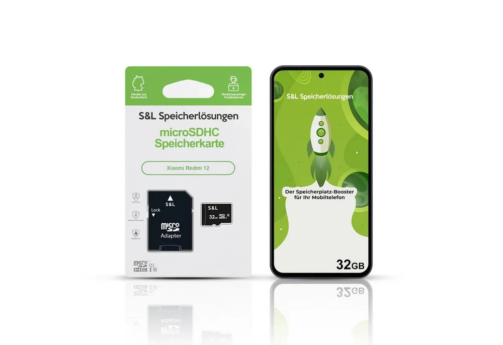 Tec-Expert microSD Karte S&L für Xiaomi Redmi 12 Speicherkarte (32 GB, Class 10, microSDHC)
