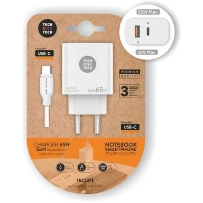 GaN Tech One Tech PD-Ladegerät TEC2273 65 W USB-C/USB-A Schnellladung und 1,2 m Kabel