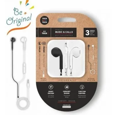 Kopfhörer Tech One Tech earTECH Be Original kabelgebunden 3,5 mm Klinke Mikrofon Weiß Schwarz