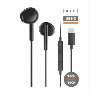 Tech One Tech earTECH TEC1302 USB-C In-Ear-Kopfhörer mit Mikrofon, Schwarz