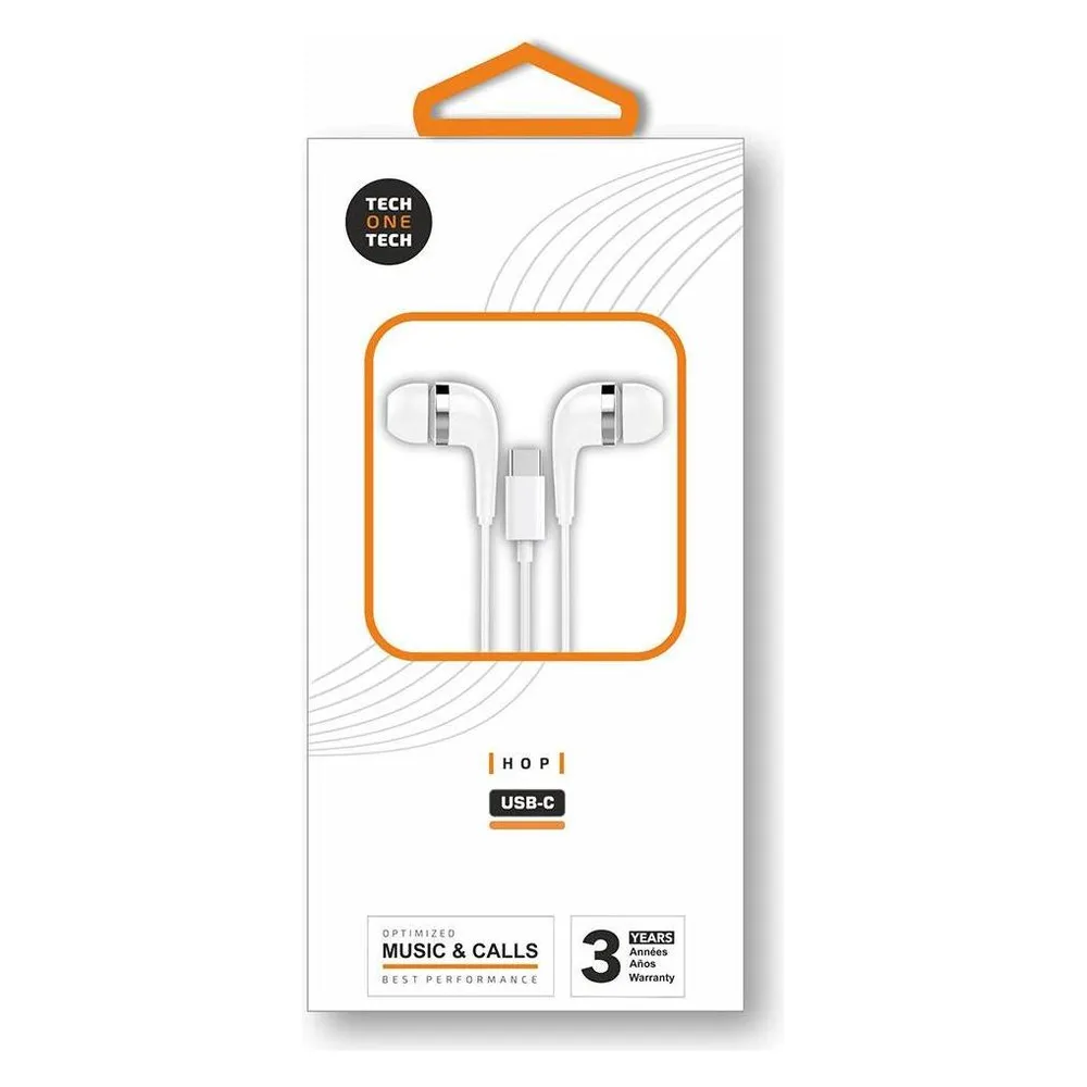 Kopfhörer Tech One Tech earTECH TEC1304 kabelgebunden USB-C In-Ear Mikrofon Weiß mit Rauschunterdrückung