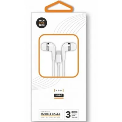 Kopfhörer Tech One Tech earTECH TEC1304 kabelgebunden USB-C In-Ear Mikrofon Weiß mit Rauschunterdrückung