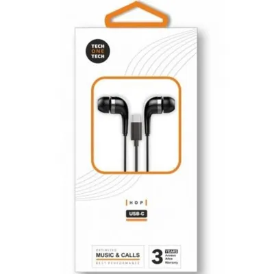 Auriculares Tech One Tech TEC1305 con cable USB-C, In-Ear, Mikrofon, Schwarz