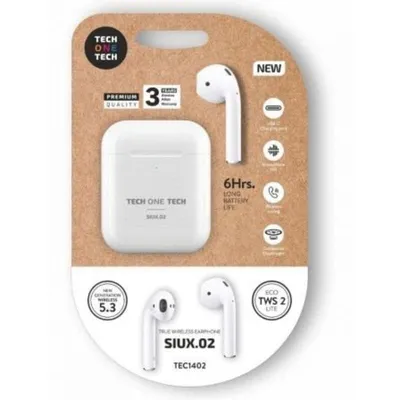 Kopfhörer Tech One Tech SIUX.2 kabellos Bluetooth TWS mit Ladecase weiß