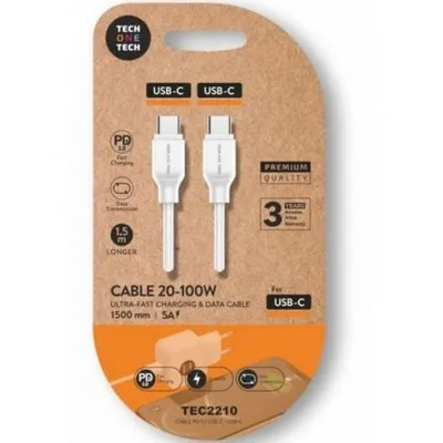 USB-C-Kabel Tech One Tech TEC2210 100W 1.5m Weiß