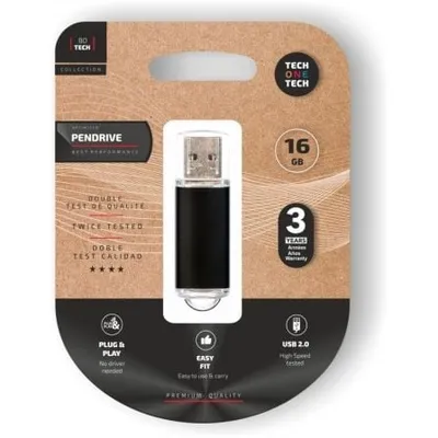 Tech One Tech TEC3006-16 Basic Pendrive 16GB USB 2.0 Schwarz Professional Serie