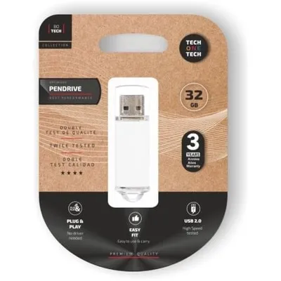 TECH ONE TECH Basic 32 GB USB 2.0, aufhängbarer USB-Stick, Weiß