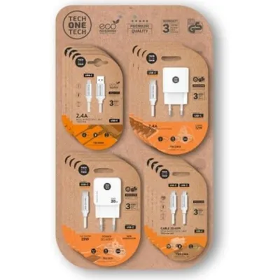 Tech One Tech GaN-Ladegeräte und Kabel Display 4 Haken 16 Produkte