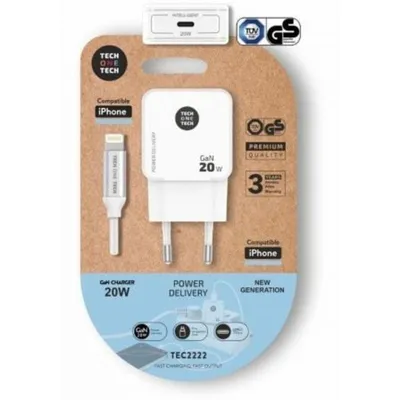 Wandladegerät Tech One Tech TEC2222 GaN 20W Power Delivery USB-C Lightning