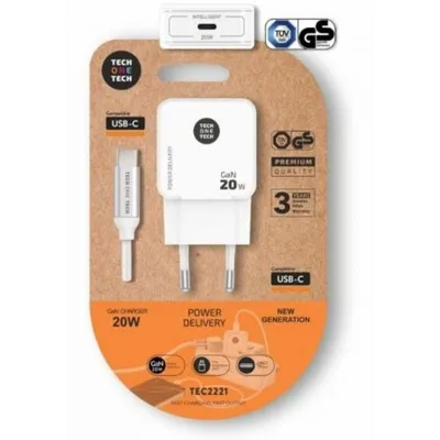 Wandladegerät Tech One Tech TEC2221 USB-C Power Delivery 20W Weiß Kabel