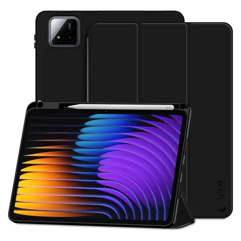 Hülle Tech-Protect SmartCase Xiaomi Pad 7/7 Pro Schwarz Silicone Stand Auto Sleep