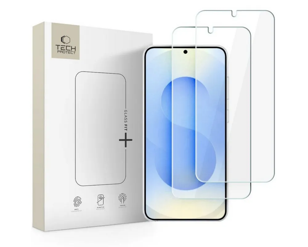TECH PROTECT Displayschutzglas GLASS FIT+ 2er-Pack gehärtetes Schutzglas für Samsung Galaxy S26 für Samsung Galaxy S26