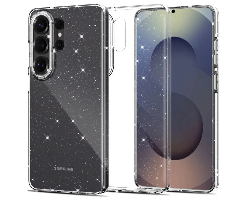TECH PROTECT Handyhülle FlexAir für Samsung Galaxy S26 Ultra Transparent und Glitzer ultradünn 6,9 Zoll, Ultradünne Form bewahrt die schlanke Geräteoptik