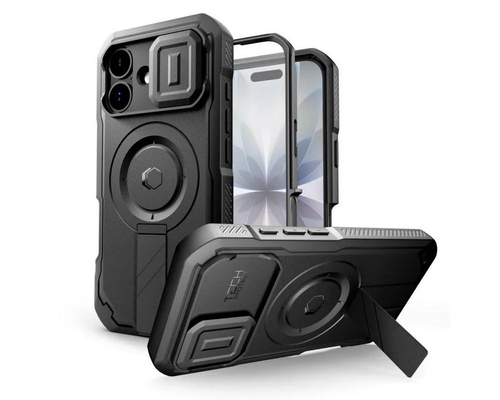 TECH PROTECT Handyhülle Kevlar Case mit Magnetfunktion Kompatibel mit iPhone 17 Schwarz 6,1, Strukturierter Kevlar Look mit integrierter Magnetfunktion für Alltag