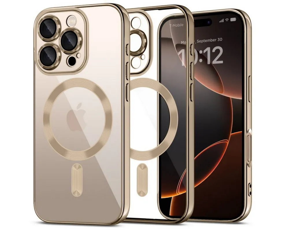 TECH PROTECT Handyhülle MagFlex Case Kompatibel mit iPhone 16 Pro Gold mit Magnetfunktion 6,3, Hybridbauweise mit integrierter Magnetfunktion und Kameraschutz