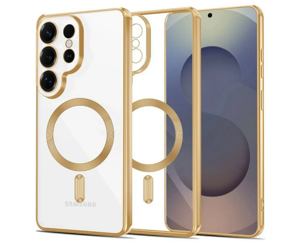 TECH PROTECT Handyhülle MagFlex für Samsung Galaxy S26 Ultra Glänzendes Gold Magnetisch Case 6,9 Zoll, Weiche Mikrofaser-Innenseite schützt vor feinen Kratzern