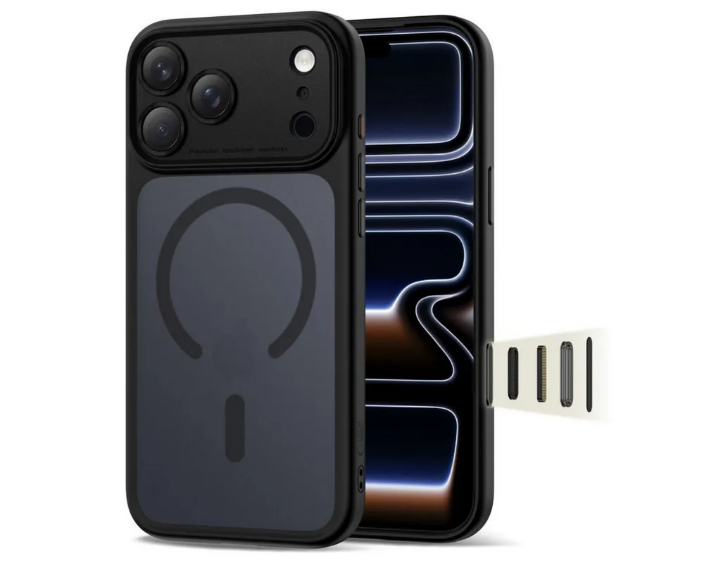 TECH PROTECT Handyhülle Magpeak CC Case kompatibel mit iPhone 17 Pro Mattschwarz 6.3 Zoll, Matte Hybridkonstruktion mit integrierter Magnetfläche
