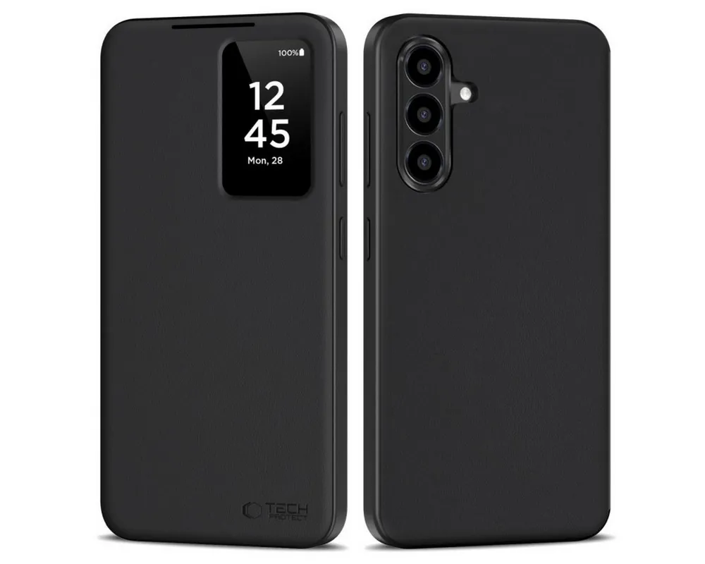 TECH PROTECT Handyhülle Smart Wallet Case für Samsung Galaxy A26 5G Schwarz 6.6 Zoll, Wallet Case mit Sichtfenster und Kartenfach
