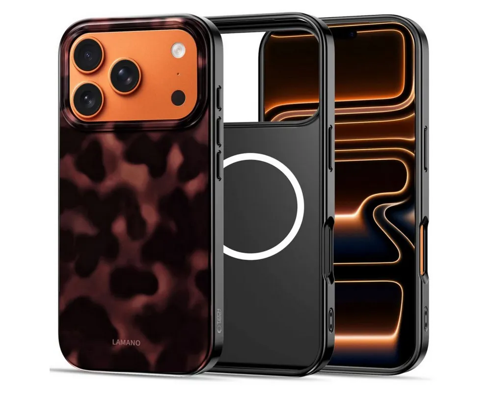 TECH PROTECT Handyhülle Tech Protect Lamano Case kompatibel mit iPhone 17 Pro Max Schwarz Rot 6.7 Zoll, Zweifarbiges Design mit integrierter Magnetfläche
