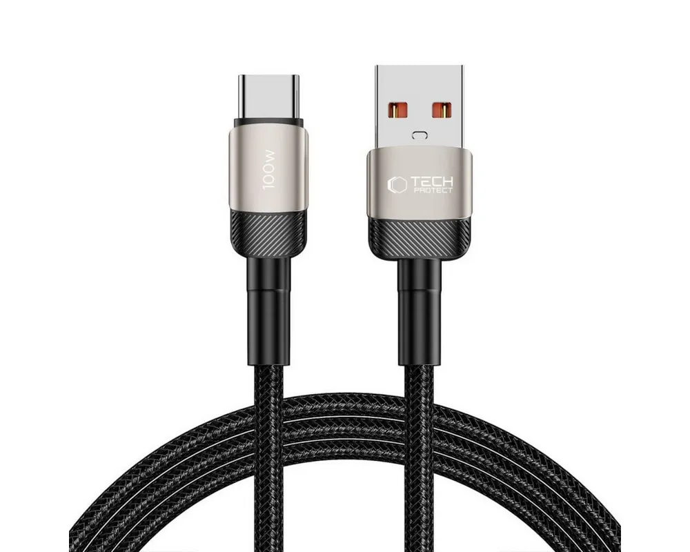 TECH PROTECT UltraBoost Evo USB-Kabel, USB-A, USB-C, (200 cm), 100 W Schnellladung mit robustem Nylongeflecht