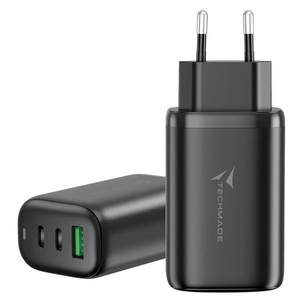 Techmade Alim.Notebook 65w 2usbc 1usba Nero