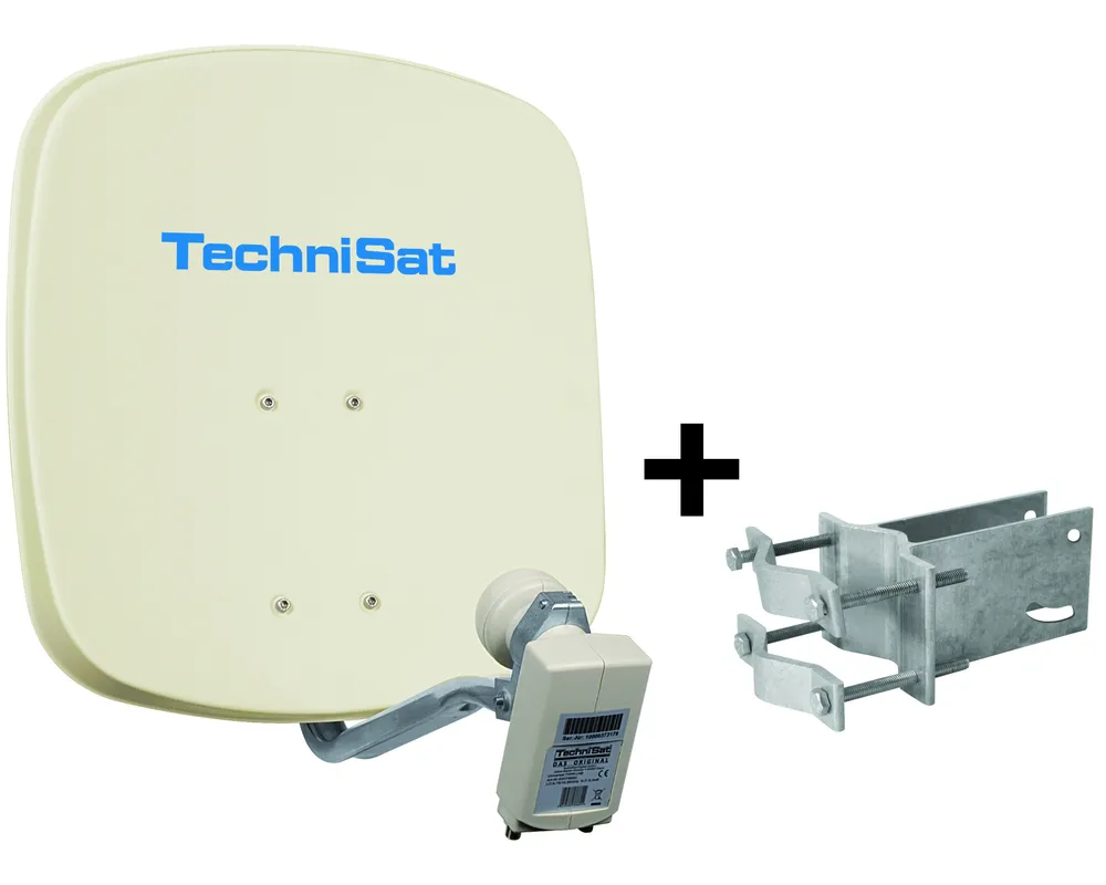 DigiDish 45 beige inkl. An-Rohr-Fitting Satellitenschüssel 45 cm mit Twin LNB