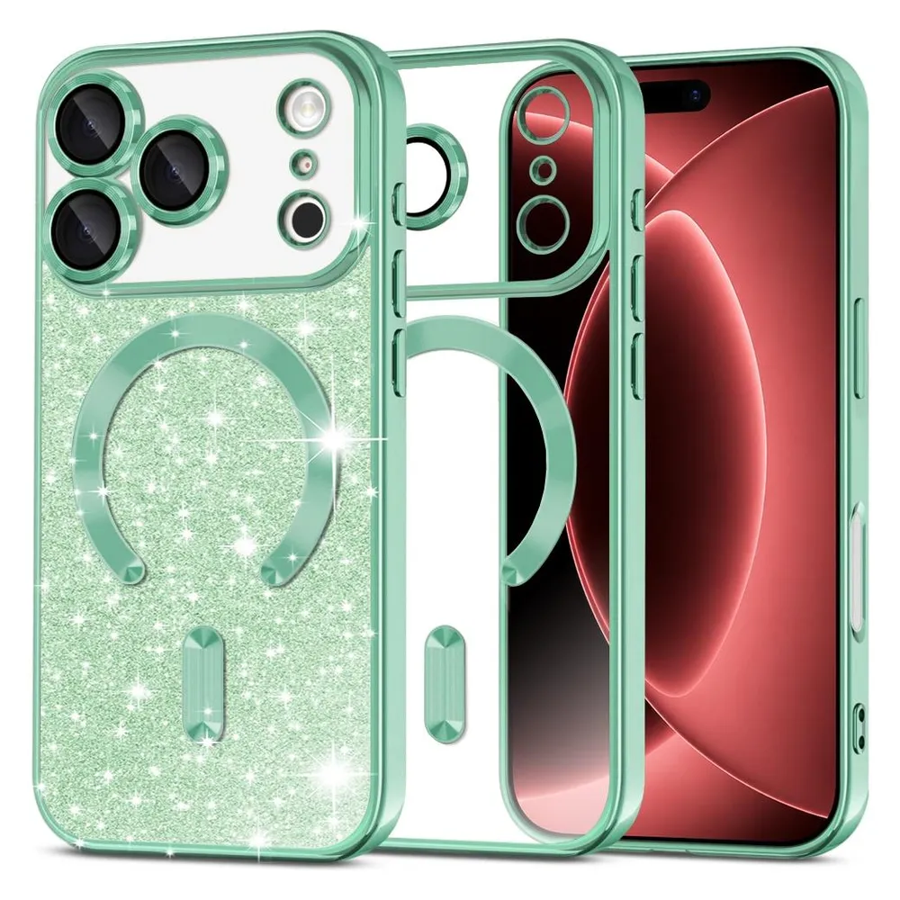 Techsuit - Luxury Glitter MagSafe - iPhone 18 Pro Max / iPhone 17 Pro Max - Light Green
