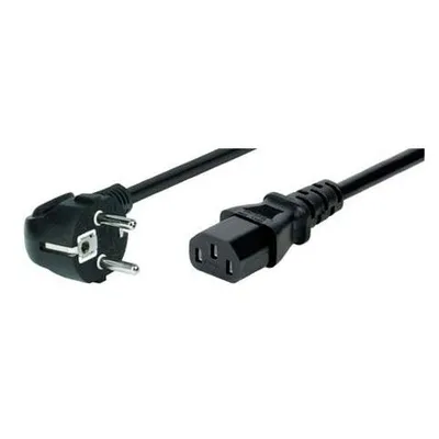 Tecline Netzanschlusskabel, Schukostecker abgewinkelt an Kaltgerätebuchse, schwarz, 1,8 m Netzanschlusskabel