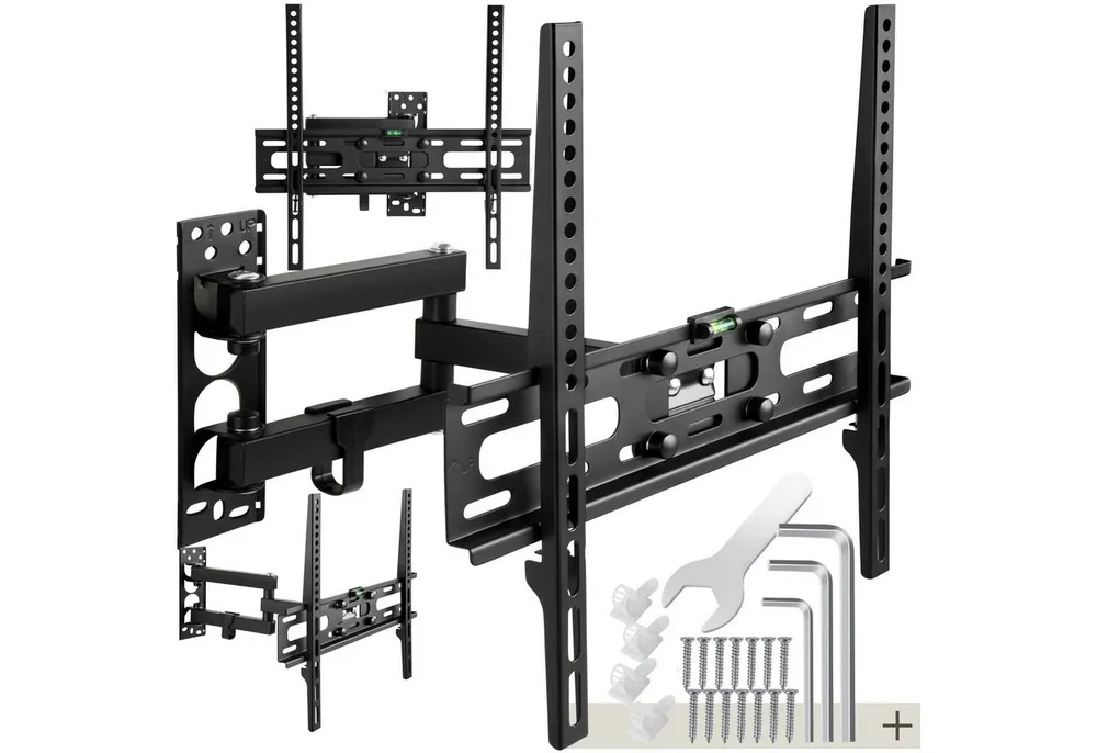 tectake TV-Wandhalterung Fernseherhalterung für 26-75 Zoll (66-191 cm), max. VESA 400 x 400, (bis 75 Zoll, für Flachbildfernseher, bis 50 kg, ausziehbar, schwenkbar und neigbar mit integrierter Kabelführung)