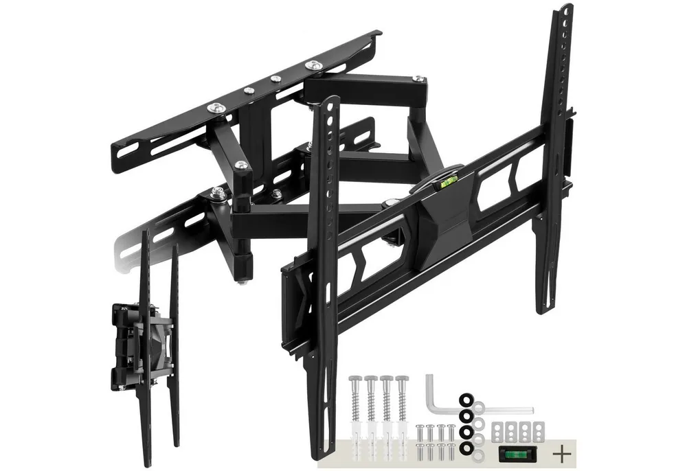 tectake TV-Wandhalterung Fernseherhalterung für 26-75 Zoll (66-191 cm), max. VESA 400 x 400, (bis 75 Zoll, für Flachbildfernseher, bis 60 kg, ausziehbar, schwenkbar und neigbar mit Wasserwaage)