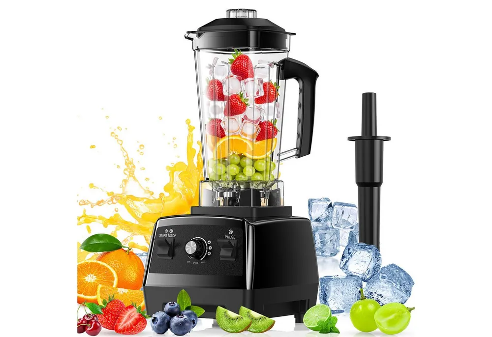 Teendow Standmixer Standmixer Hochleistungsmixer 1800W 2L BPA frei Smoothie Mixer, 1800 W, mit Rührstab, Selbstreinigend, 6 Edelstahlklingen